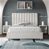 ITYHOME Letto matrimoniale francese senza rete imbottito 140x200 similpelle bianco Agueda - ITYHOME