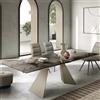 Capodarte Tavolo allungabile 240 cm WATERS base in metallo Beige e piano in vetro Bronzo