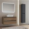 LIBEROSHOPPING Mobile bagno sospeso 100 cm Noce con lavabo da appoggio e specchio - CUBE1 - LIBEROSHOPPING