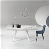 Ikone Tavolo con piano effetto Marmo Bianco base metallo allungabile fino a 180 cm ORESTE - Ikone