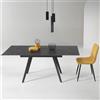 Ikone Tavolo con piano effetto Marmo Nero base metallo allungabile fino a 180 cm ORESTE - Ikone