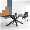 Ikone Tavolo da pranzo con piano in vetro Fumè e base in metallo 180x90 cm DANTE - Ikone