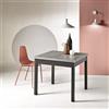 Ikone Tavolo in legno da cucina a libro da 90 cm a 180 cm Cemento - UGO - Ikone