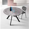Ikone Tavolo in pietra effetto marmo Grigio ROUND con piano girevole D135 cm - Ikone