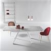 Ikone Tavolo moderno allungabile a 210 cm base metallo e piano effetto Marmo Bianco TERENCE
