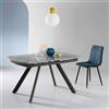 Ikone Tavolo moderno allungabile a 210 cm base metallo e piano effetto Marmo Grigio TERENCE