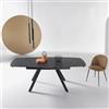 Ikone Tavolo moderno allungabile a 210 cm base metallo e piano effetto Marmo Nero TERENCE