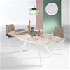 Ikone Tavolo moderno allungabile a 210 cm base metallo e piano effetto Marmo Pandora TERENCE