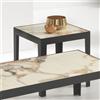 MABLOA Tavolino quadrato 45x45 in metallo e piano ceramica effetto marmo Oro - ROSS - MABLOA