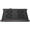 LINK ripiano per armadi rack LKFAN4R con 4 ventole sistema di ventilazione universale con termostato integrato in acciaio nero RAL9005 dimensioni 48,5x33x4,4 cm compatibile 19 pollici