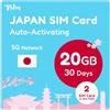 TSIM Giappone - Scheda SIM 30 Giorni 20GB - 2 Pezzi | Attivazione Automatica | Rete 5G con Tethering/Hotspot/Condivisione Internet | Solo Dati, Nessuna Voce