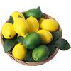 VEOAY Limoni artificiali, 7,9 x 5,6 cm, limoni finti con foglie, decorazione realistica per cucina, tavolo, armadio, feste, frutta in plastica, scenografia fotografica, 36 pezzi