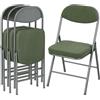 HOMCOM Set di 4 sedie pieghevoli per sala da pranzo portatili con sedute e schienale imbottiti in velluto a coste e telaio in acciaio, carico fino a 120 kg, verde