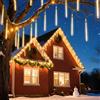 Aigostar Luci Natale Pioggia di Meteore, Luci Natalizie Bianco Caldo, Luci LED con 192 LED, 8 Tubi 30 cm, Impermeabili per Interni/Esterni da Albero di Natale, Cortile, Feste