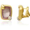 POMELLATO Orecchini collezione ritratto con quarzo rosa e diamanti brown