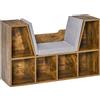 HOMCOM Libreria panca 2 in 1 con cuscini per seduta, scaffale a cubo 6 scomparti aperti, 102 x 30 x 61 cm, marrone rustico | Aosom Italy