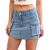RICOCHO Minigonna Cargo Jean Minigonna Jeans Cargo Y2K Minigonna Jean Corta con Bottoni Vintage con Tasche