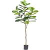 VEVOR Albero Artificiale, 185 cm Pianta Finta Realistica Foglie di Fico Grande, Materiale PE di Alta Qualità e Protezione Antiribaltamento, con Vaso Φ170 x 145 mm, Decorazione per Interni ed Esterni