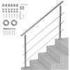 VEVOR Corrimano per Gradini Esterni, Kit Corrimano per Scale 3 Traverse 150 cm Lunghezza, Ringhiere Transizione Acciaio Inox Kit Installazione, Corrimano Scale Doppia Colonna per Veranda e Terrazza
