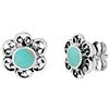 81stgeneration Orecchini a Bottone in Argento Sterling con Filigrana Turchese a Forma di Fiore per Donna | Orecchini a Bottone Floreali in Stile Vintage Decorati in Argento 925
