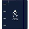 Safta HARPER & NEYER - Carpeblock con 4 anelli da 35 mm, con ricambio, con 100 fogli A4, ideale per bambini di diverse età, confortevole e versatile, qualità e resistenza, 27 x 4 x 32 cm, Blu navy, M,