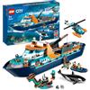 LEGO 60368 City Esploratore Artico, Grande Nave Giocattolo Galleggiante con Elicottero, Gommone, Sottomarino, Relitto Barca Vichinga, 7 Minifigure e un'Orca, Regalo per Bambini e Bambine dai 7 Anni