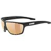 Uvex sportstyle 706 CV V, occhiali sportivi unisex, fotocromatico e specchiato, con miglioramento del contrasto, black matt/red, one size