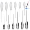 BNGXR Fishing Sbirolino Set 12 Pezzi, 6 Affondamento 6 Galleggianti - Accessori Pesca Trota 8g 10g 15g 20g 30g 40g, per di Fondo e Acqua Bassa Pesca Set, Kit Super Set Pesca (Trasparente e Bianco)