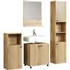 trendteam smart living Combinazione da bagno composta da: Mobile alto, Mobile lavandino, specchio da parete e scaffale, materiale in legno, marrone, 160 x 190 x 40 cm (L x A x P)