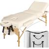TecTake® Lettino da Massaggio a 3 Zone, Struttura Robusta, Imbottitura 10 cm, Regolabile, Lettino Massaggio Portatile, Lettino Massaggio Pieghevole con Borsa per Trasporto Inclusa - Beige