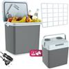 tectake® Box Elettrico per Raffreddamento e Riscaldamento, Mini Frigo Portatile 25 Litri, con Maniglia per Trasporto, Frigorifero e Scaldavivande per Auto e Casa, Modalità ECO - Grigio