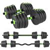 SPORTNOW Set Bilanciere con Pesi 3 in 1 da 16 Dischi e Impugnatura Antiscivolo, Bilanciere EZ in Plastica e Sabbia, 140x22x22 cm, Verde