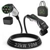 EIDYBOX Cavo di Ricarica EV Tipo 2 Trifase 22KW Cavo Ricarica Auto Elettrica 32A 10M Portatile con Borsa, Compatible con Model S/3/X/Y, ID.3, i3, Leaf, EQC, I-Pace, E-Tron