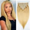 Sexycat Extension per capelli lisci con clip, 61 cm, 8 pezzi, 120 g, capelli veri, colore biondo miele #27, extension a doppia trama, per donne