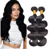 Evaxilc 28 30 Inch Body Wave Human Hair Bundles Capelli Umani Unprocessed #1B Natural Black Color Brazilian Virgin Hair Weave 2 Bundles Total 200g For Women