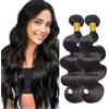 Evaxilc 30 32 Inch Body Wave Human Hair Bundles Capelli Umani Unprocessed #1B Natural Black Color Brazilian Virgin Hair Weave 2 Bundles Total 200g For Women
