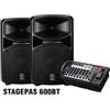 YAMAHA Kit Casse Dj 2 Casse 340 Watt + Power mixer 8 canali Stagepas 600BT Yamaha