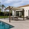 TheGoodGarden Pergola in Legno da Esterno 3x3 Nuvola Colore Noce con Copertura Ombreggiante Avorio - Legno di Pino Impregnato in Autoclave, Resistente per Giardino e Terrazzo