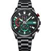 Generic Orologi da uomo cronografo in acciaio nero data analogico orologio al quarzo business casual moda orologio da polso luminoso per uomo, Nero , L