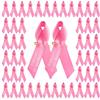 CRAFFANCY 100 Spille con Nastro Rosa,Spille per Il Cancro al Seno,distintivi per la sensibilizzazione sul Cancro,Spille Forever in Our Hearts