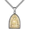 HIJONES Uomo in Acciaio Inossidabile Buddha Ciondolo Collana Buddista Amuleto Patrono Santo Gioielli con Catena Amitabha