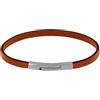 Schmuck Les Poulettes LES POULETTES BIJOUX - Bracciale Uomo Pelle Plain Piatto Chiusura Acciaio Inossidabile - 20cm - Arancione