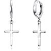 SIMPLGIRL Orecchini a cerchio con ciondolo a forma di croce minimalista, in argento Sterling 925