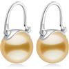 HUGE TOMATO Orecchini pendenti con perle dorate, orecchini eleganti con grandi perle da 14 mm Chiusura a spillo in argento S925 per la moda femminile