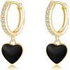SLUYNZ Orecchini a cerchio in argento Sterling con cuore nero per donna piccolo amore Huggie orecchini pendenti, SMALL, Argento sterling, Zirconia cubica