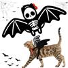 Pwsap Ali Pipistrello Teschio per Cane Gatto, Costume da Pipistrello con Campanellino, Halloween Vestiti Cosplay Animali Domestici Costumi per Piccola Media Gatti Cani Halloween Magic Cosplay Party, M