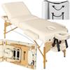 TecTake® Lettino da Massaggio Somwang, Lettino Massaggio Pieghevole, Altezza Regolabile, Carico Massimo 250 kg, Inclusi Accessori e Custodia per il Trasporto - Beige