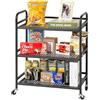 HDANI Carrello Ruote,Carrello Portaoggetti a 3 Ripiani,Nero,60x30x75cm Rete | Metallico Carrello Organizer,4 ruote piroettanti,2 freno,Carrello Multiuso per Cucina,Trucco,Bagno,Ufficio,10 kg per livelli