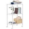 M MZG Scaffalatura Metallica con Ruote Bloccabili a 3 Ripiani, Capacità di Carico 340,5 kg, Ripiani Regolabili, per Cucina, Bagno, Dispensa e Ufficio,Studio,Bianco, 30 x 45 x 75,7 cm