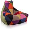 Ecopuf - Poltrona Pouf Keiko Patchwork - Pouf con perle di polistirolo - Borsa in tessuto robusto - Sedia da salotto - Arredamento - Poltrona misura M - 100x80x85 cm - Verde oliva A38